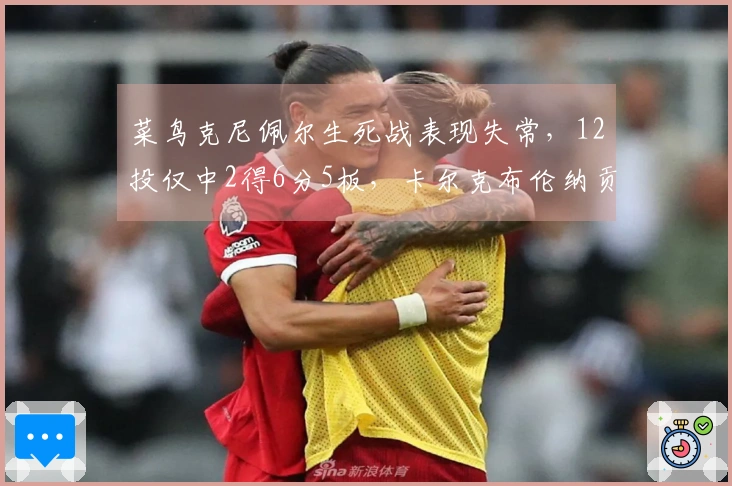 菜鸟克尼佩尔生死战表现失常，12投仅中2得6分5板，卡尔克布伦纳贡献6分5板